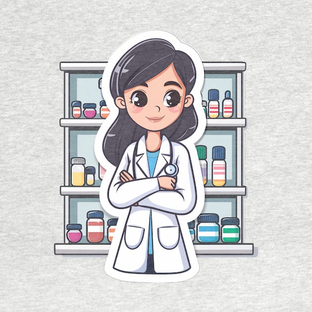 Pharmacist Woman Cute Pharmacy Cartoon Stlye by Vlaa